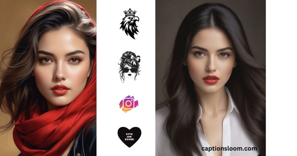 two gorgeous women with beautiful hairstyles showing self love with logos between them.