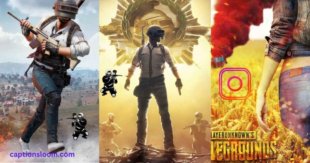 Collage of PUBG imagery: Left side shows a character aiming a gun; center highlights a hero figure with weapons; right depicts a person in a field.
gaming bio