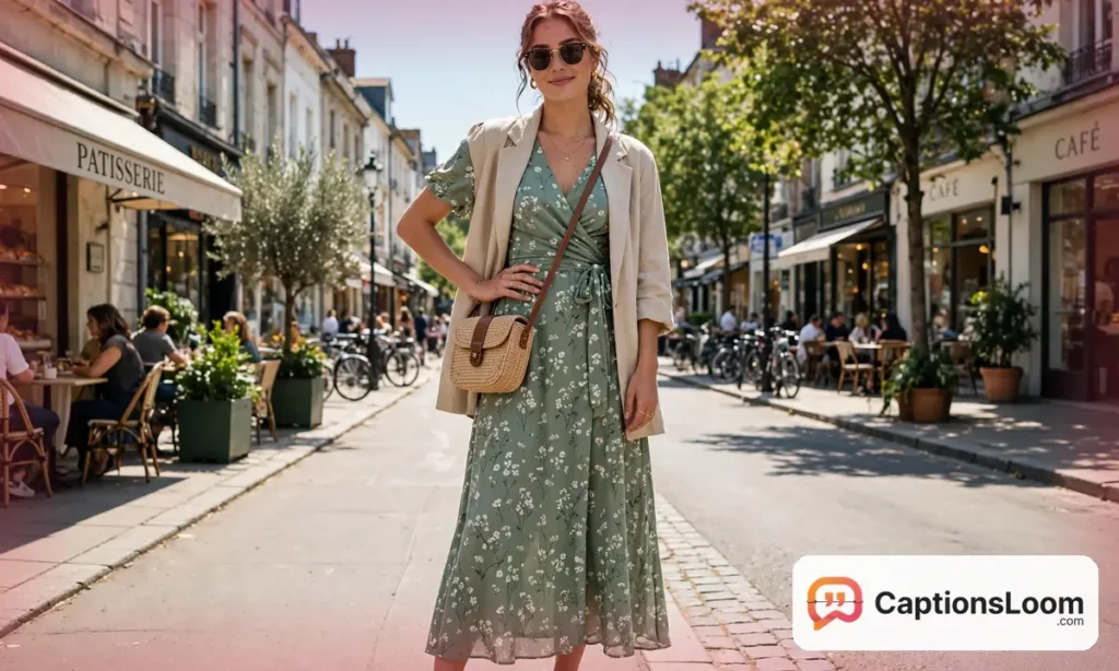 Young woman in a stylish outfit posing for an outfit of the day photo, instagram captions for girls outfit ideas